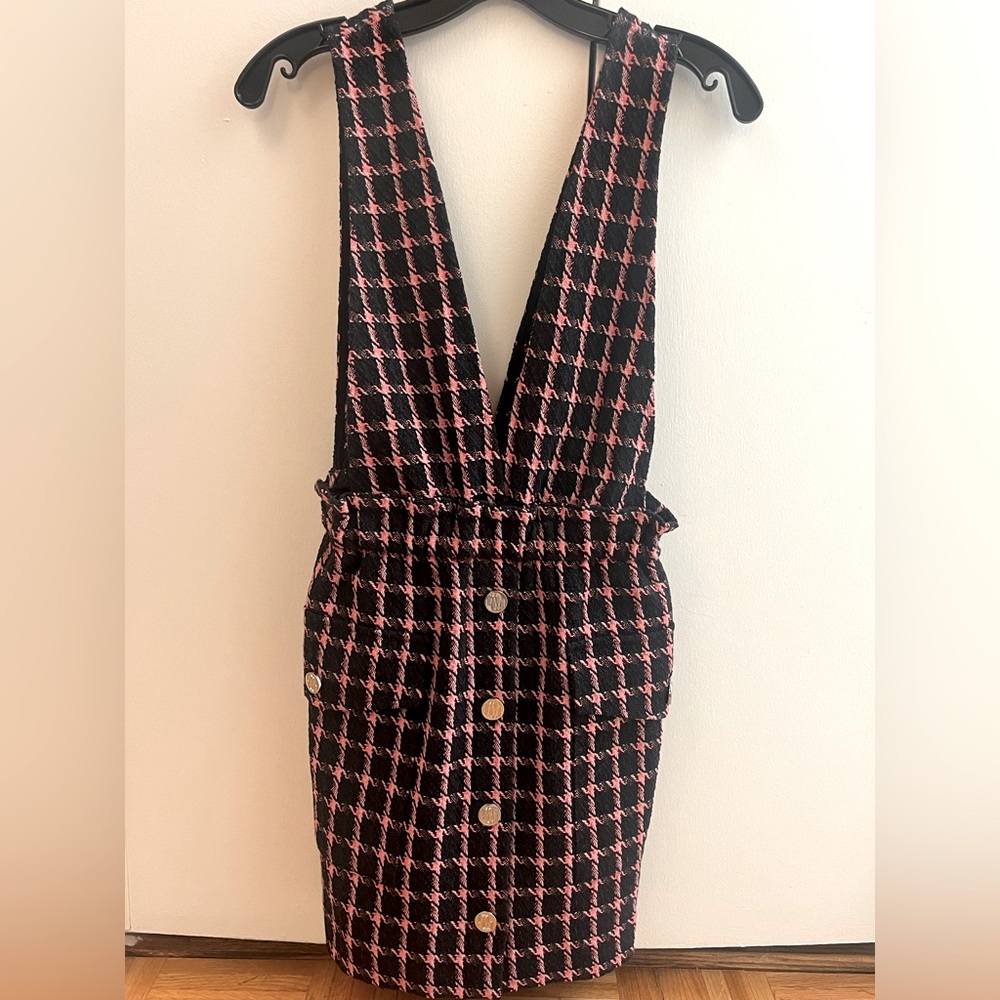 Maje: Checked Dress With Straps. Worn once. Too small. Perfect condition!!